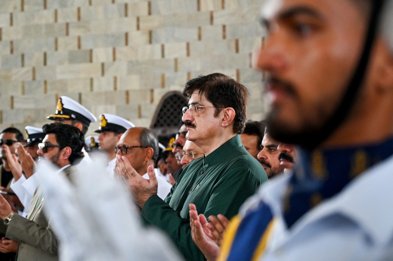 Sindh Chief Minister Murad Ali Shah attended an Independence Day ceremony at the Quiad Mausoleum's in Karachi. - AFP